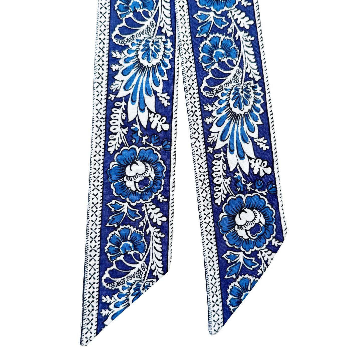 Navy Vintage Block Printed Souleiado Fabric Ribbon