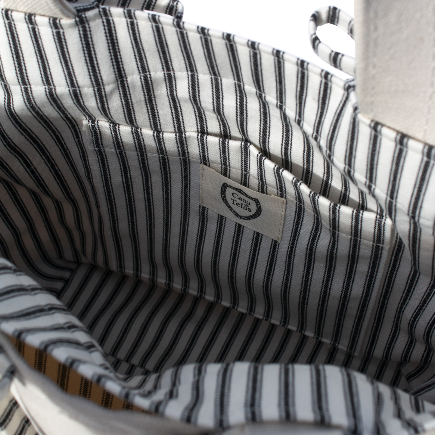Black Ticking Stripe Small Tie-On Liner - Bow Ties