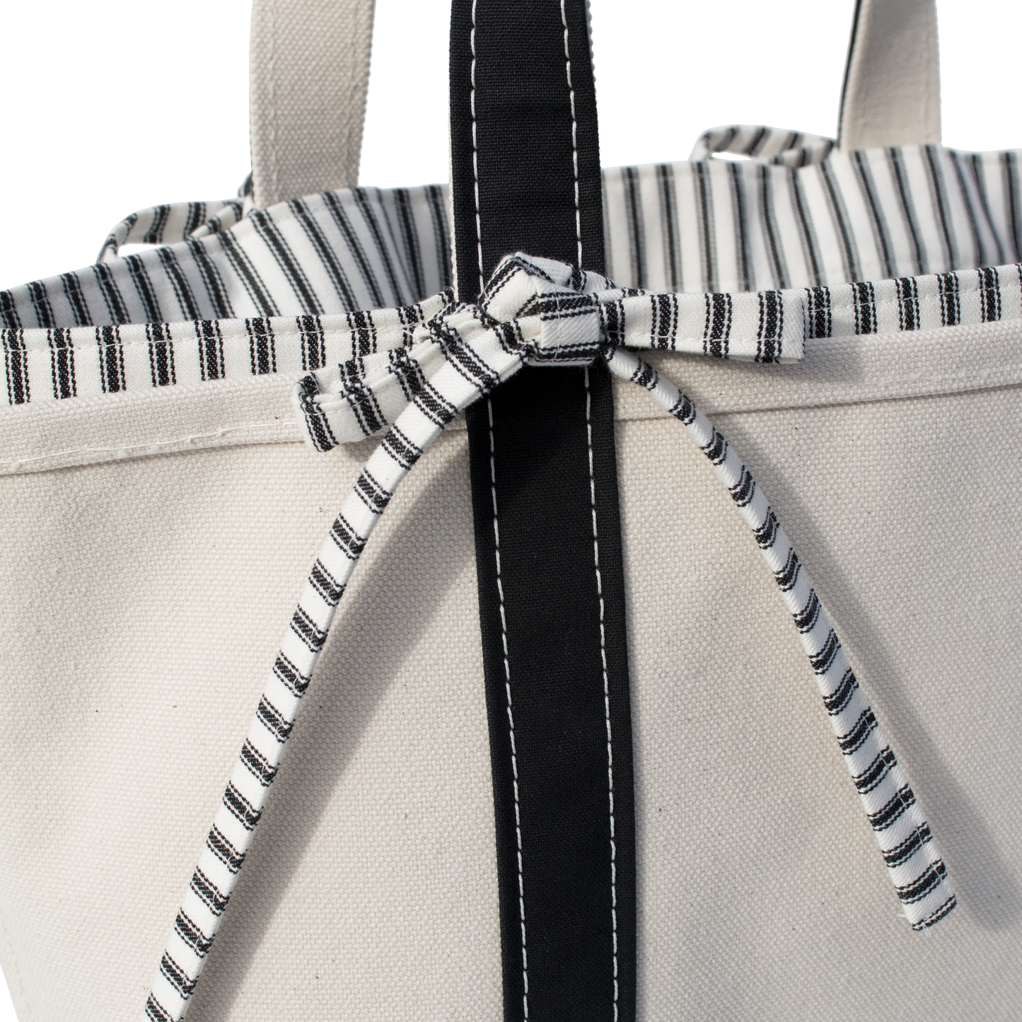 Black Ticking Stripe Medium Tie-On Liner - Bow Ties
