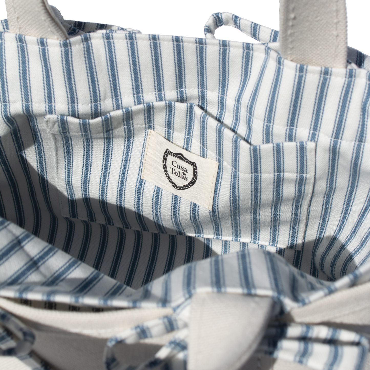 Blue Ticking Stripe Mini Tie-On Liner - Bow Ties