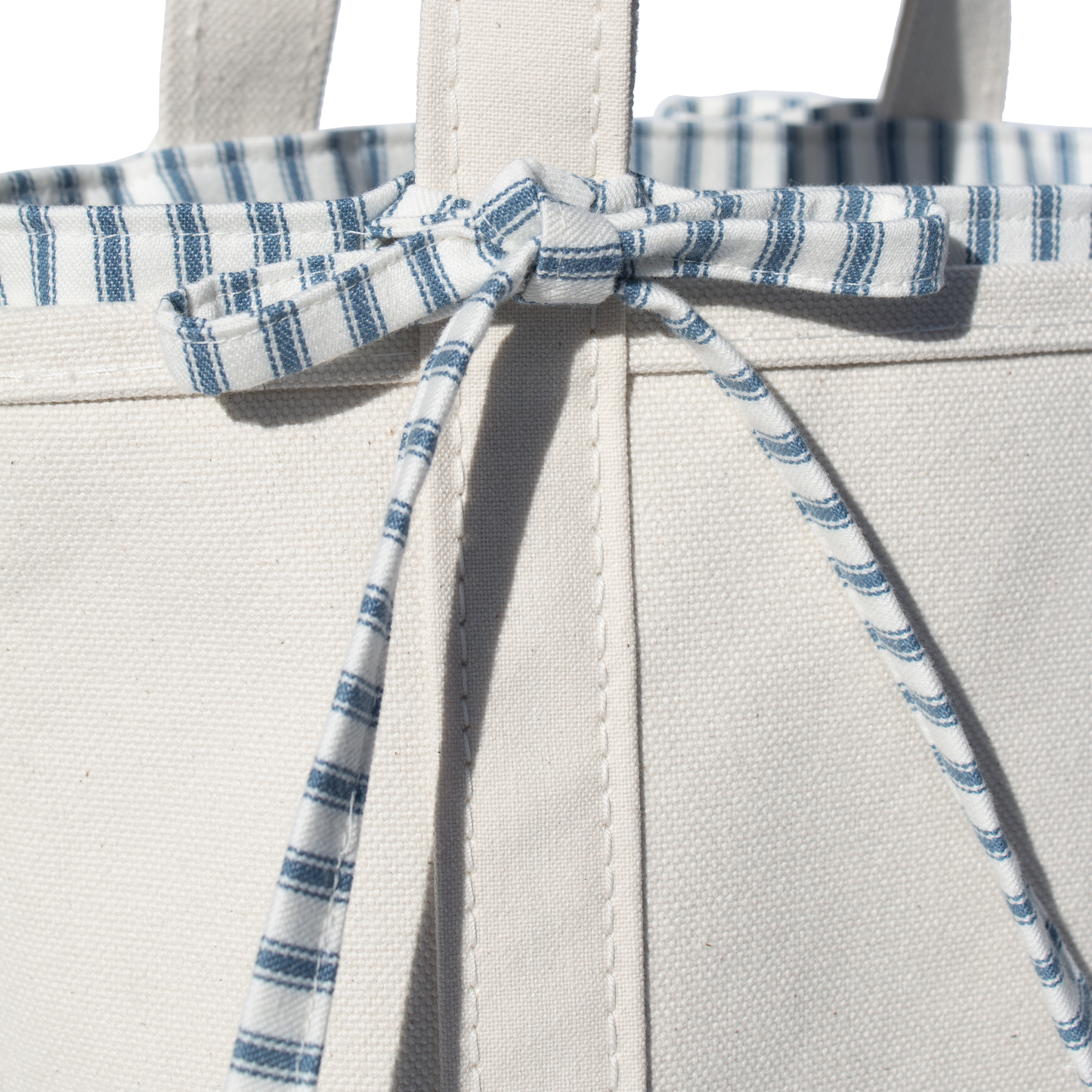 Blue Ticking Stripe Small Tie-On Liner - Bow Ties