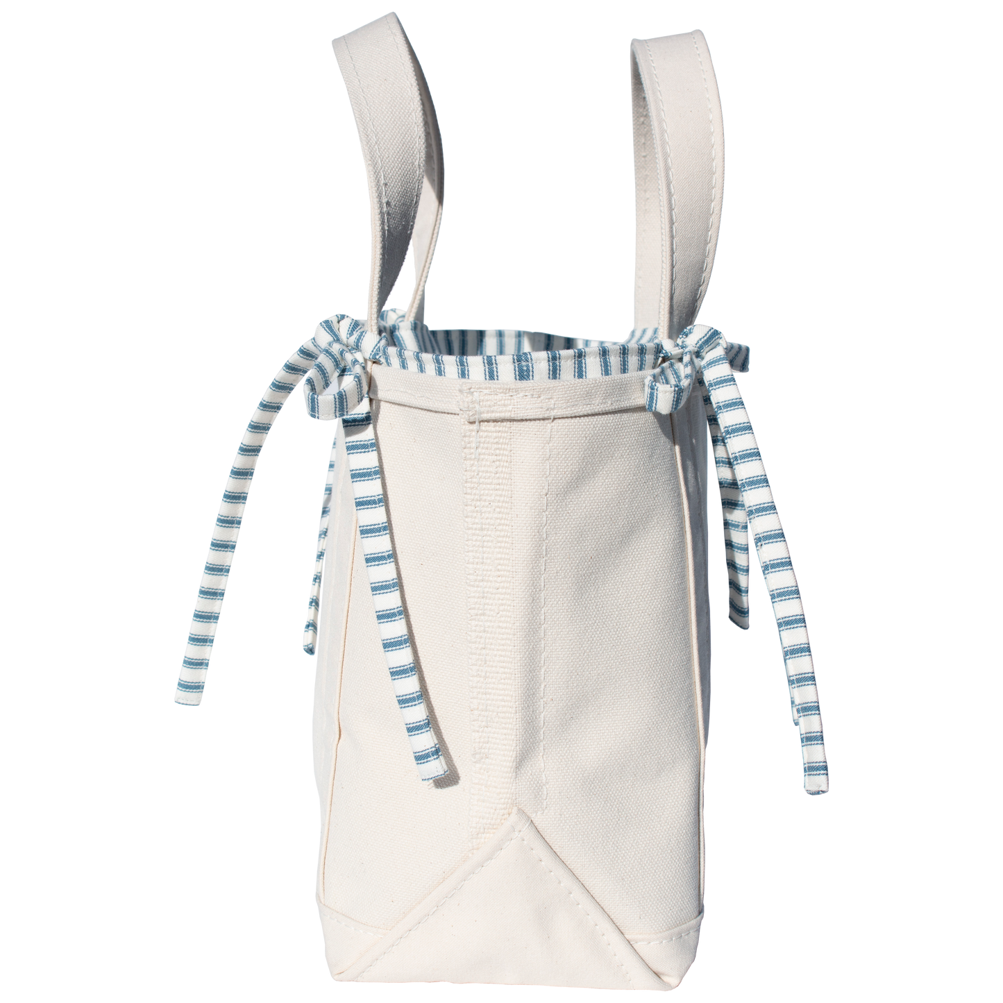 Blue Ticking Stripe Small Tie-On Liner - Bow Ties