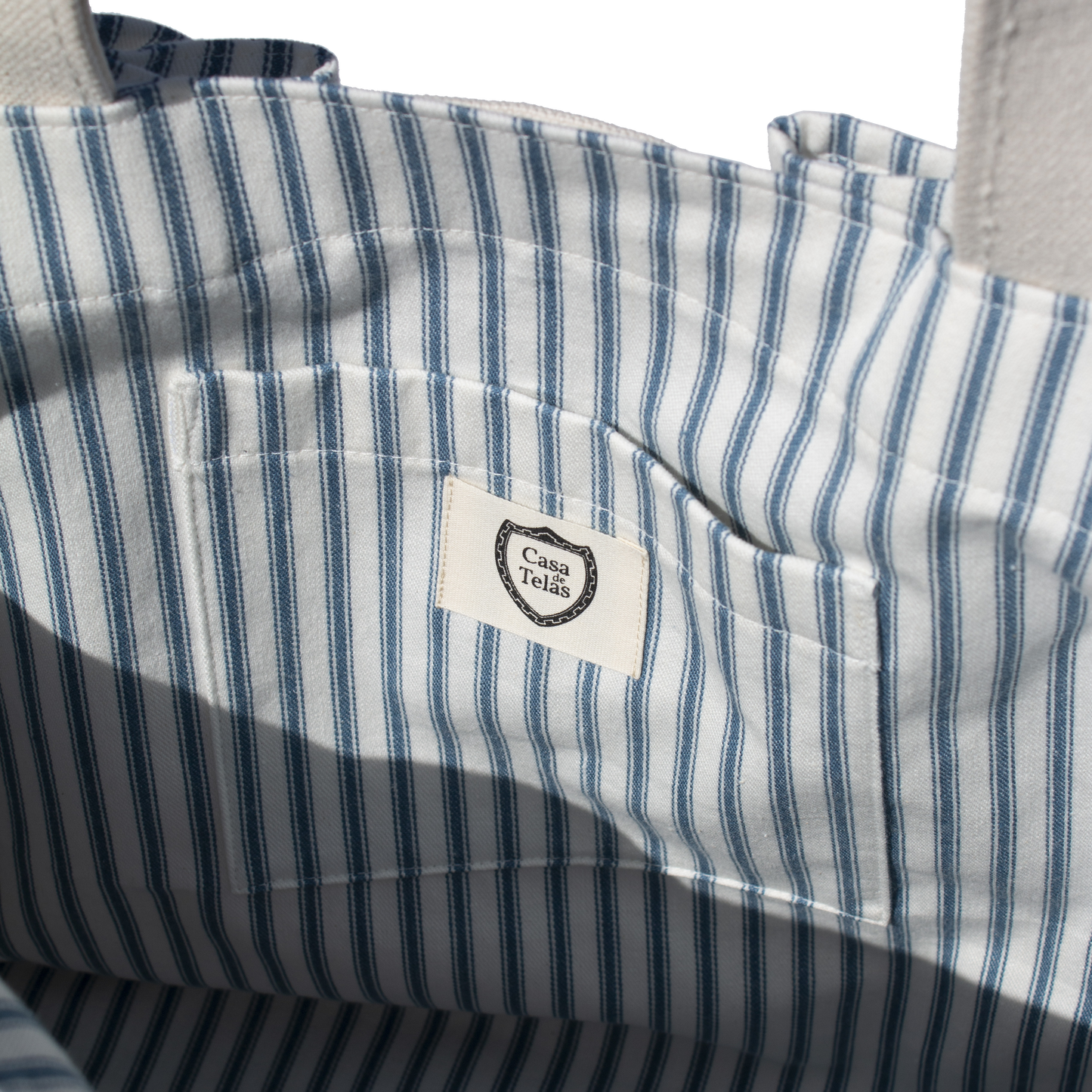 Blue Ticking Stripe Medium Tie-On Liner - Bow Ties