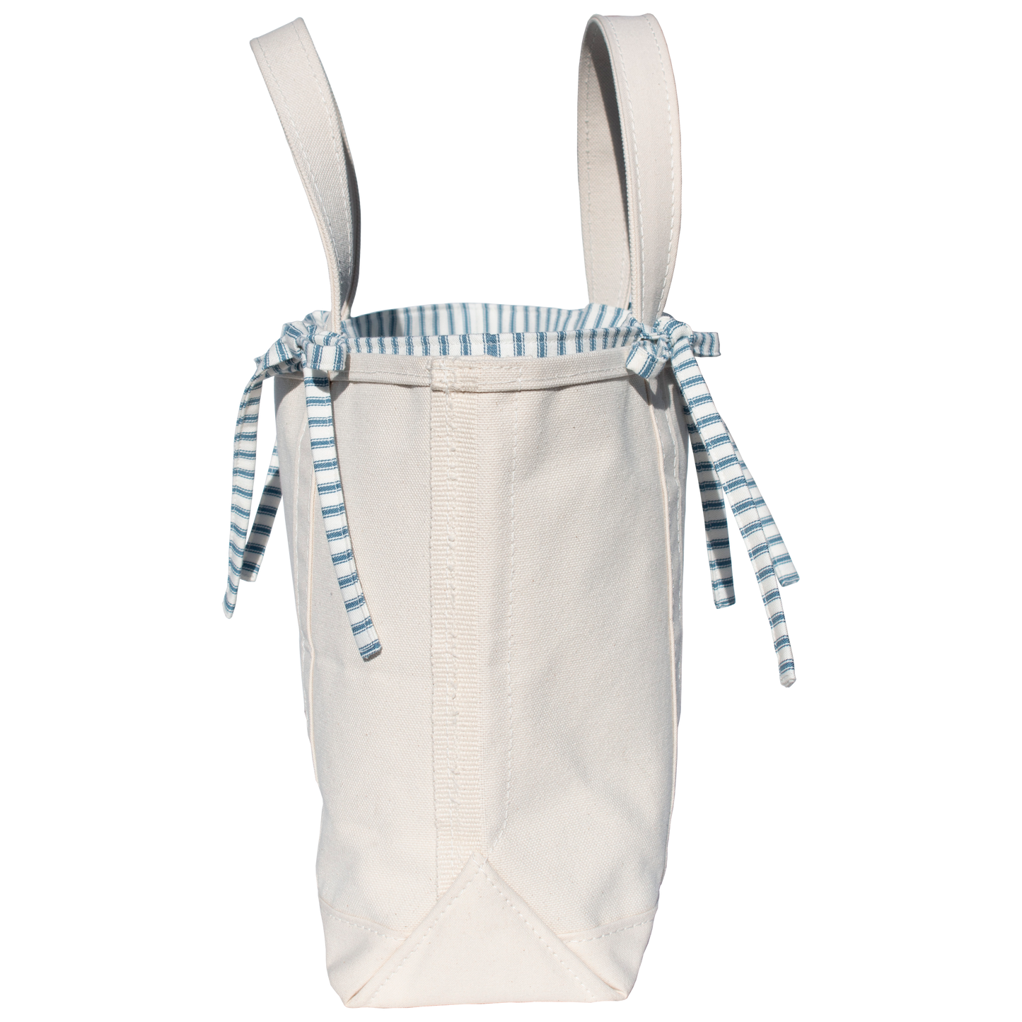 Blue Ticking Stripe Medium Tie-On Liner - Bow Ties