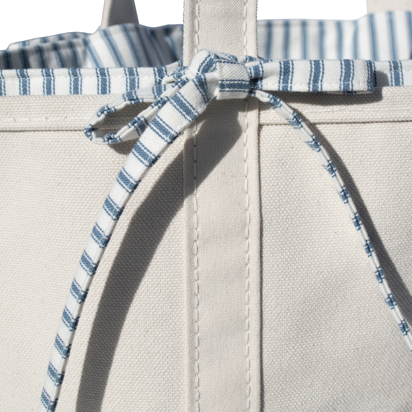 Blue Ticking Stripe Medium Tie-On Liner - Bow Ties
