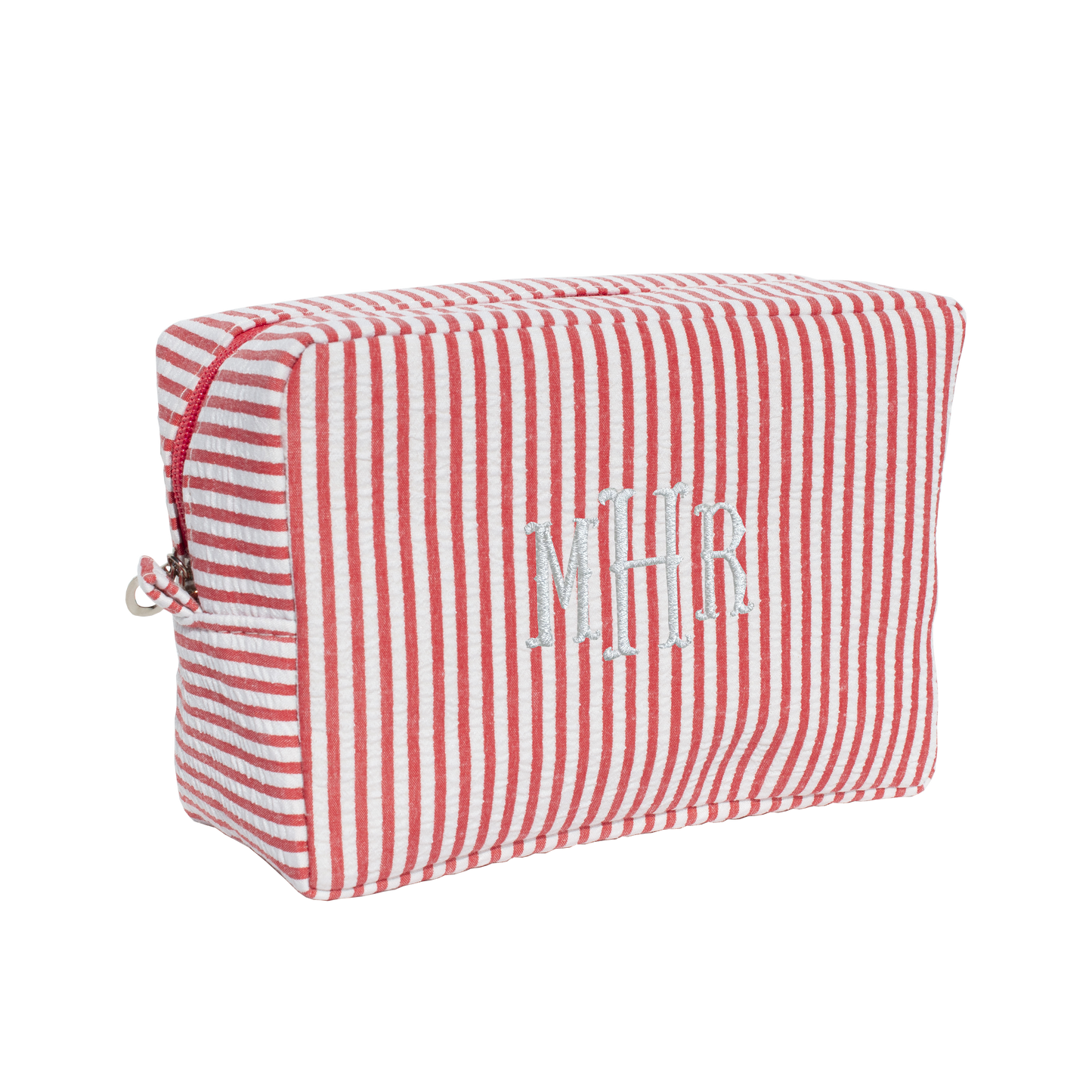 Red Seersucker Monogrammed Toiletry Bag