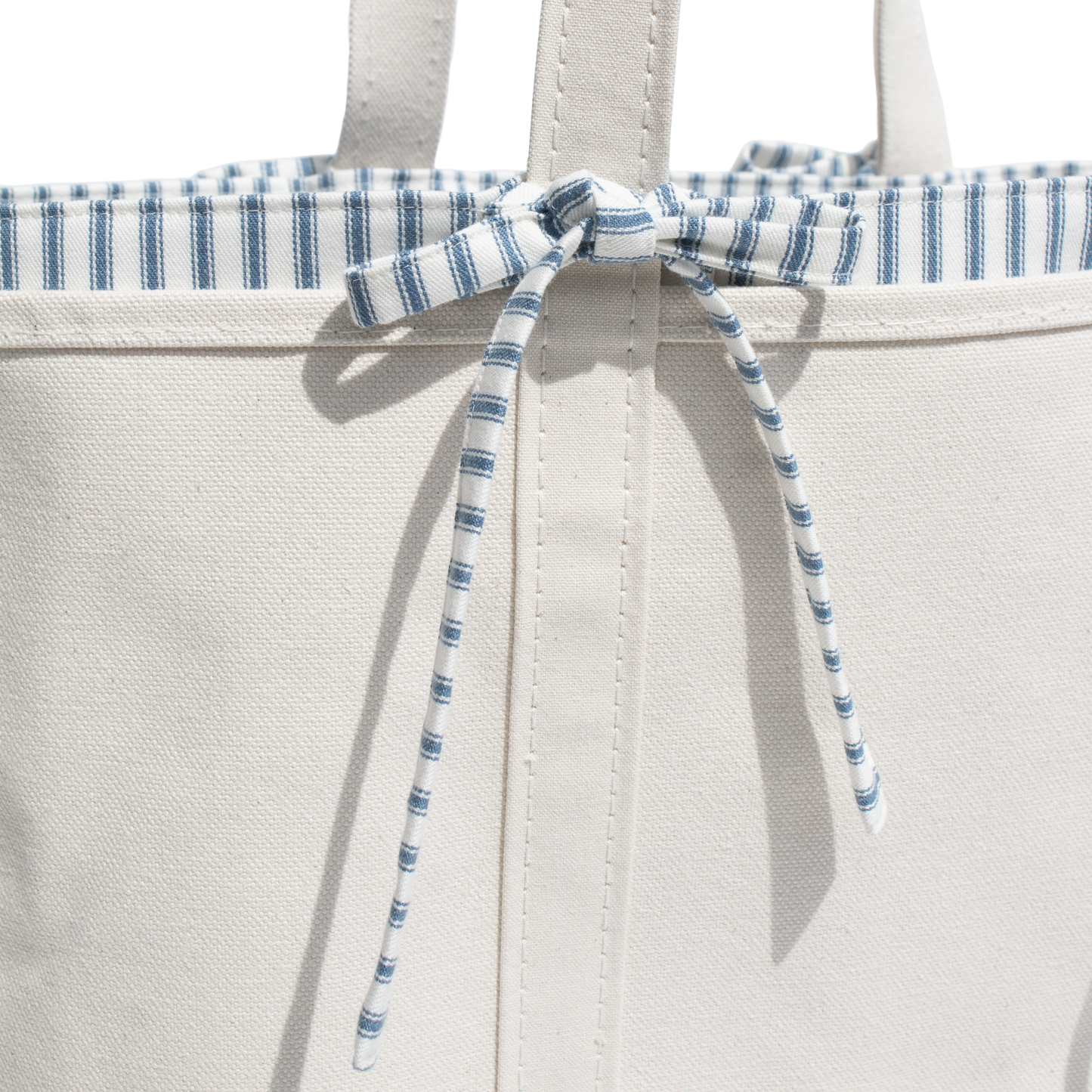 Blue Ticking Stripe Large Tie-On Liner - Bow Ties