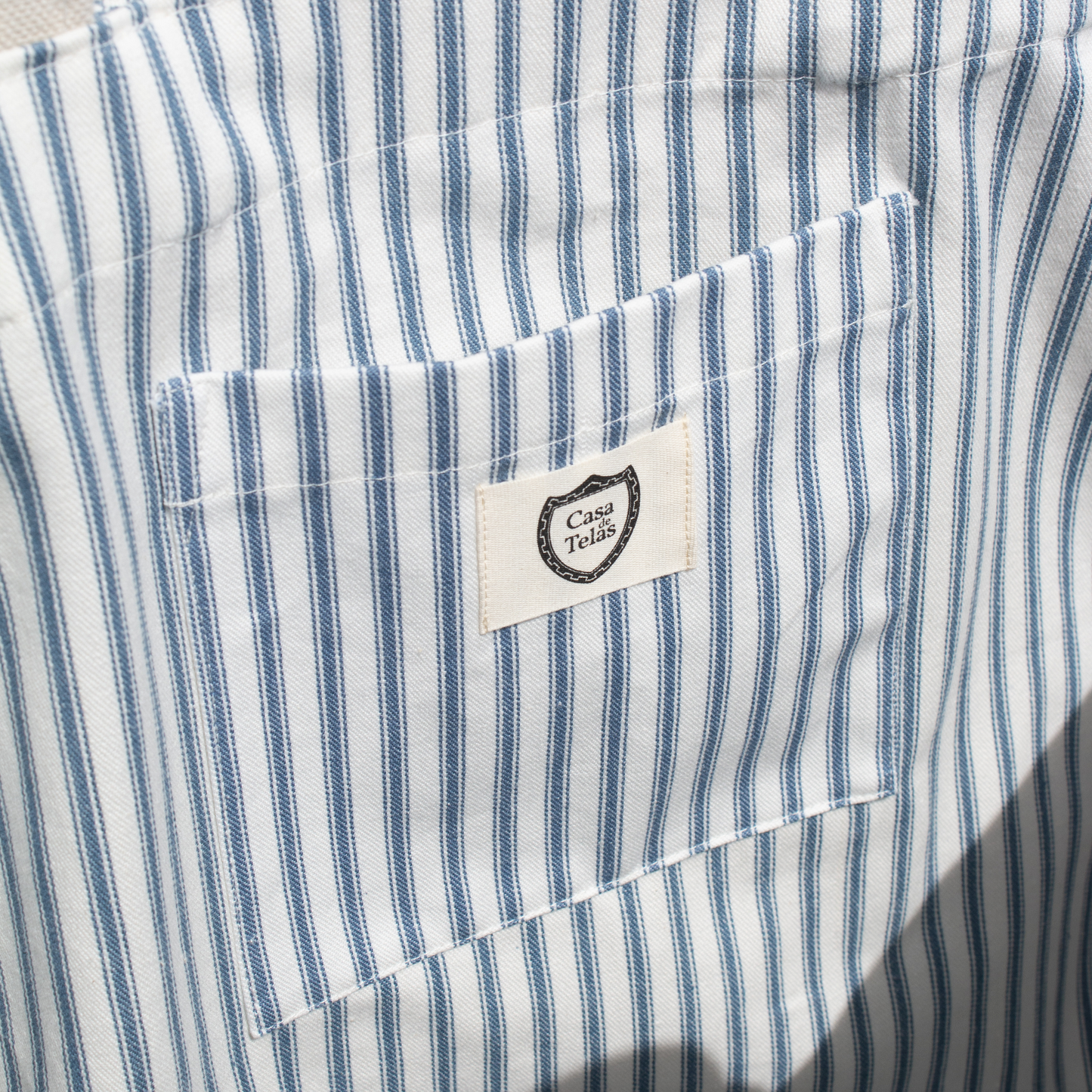 Blue Ticking Stripe Large Tie-On Liner - Bow Ties