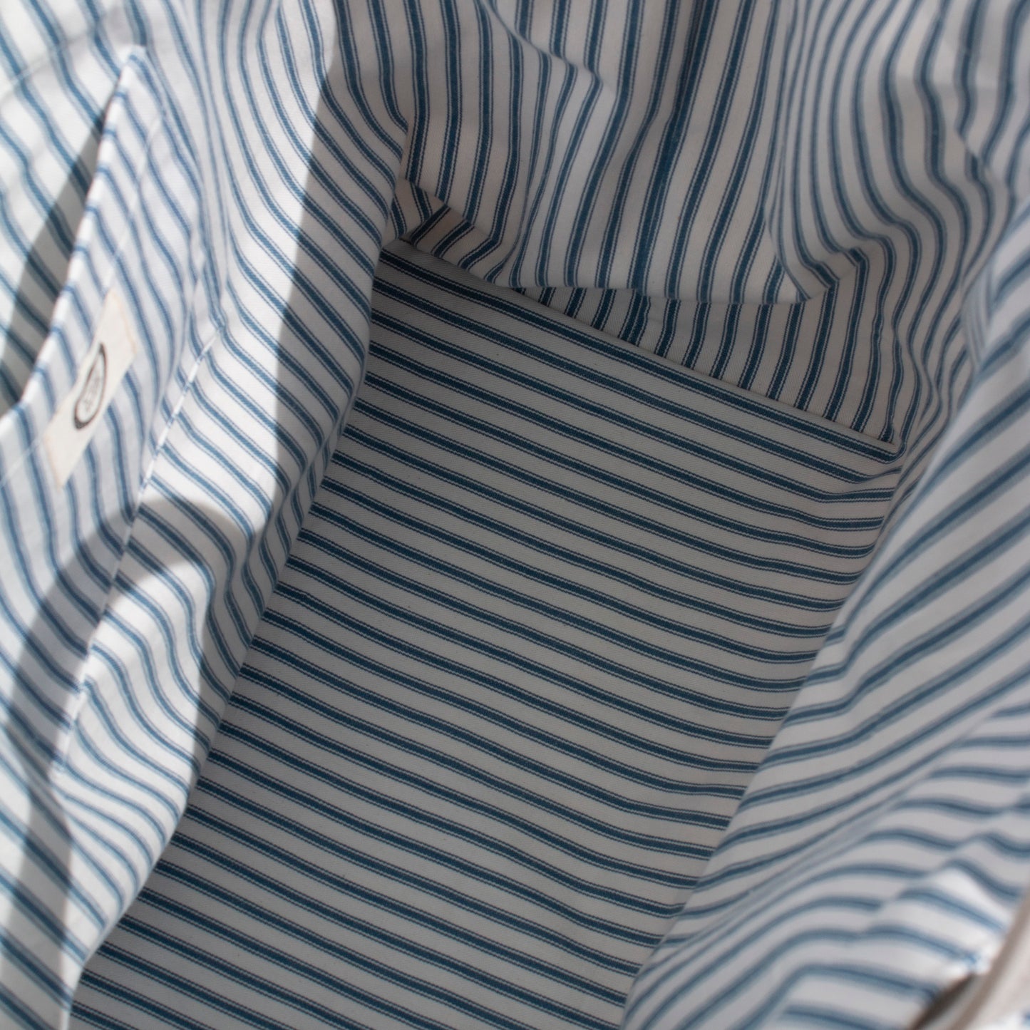 Blue Ticking Stripe Large Tie-On Liner - Bow Ties
