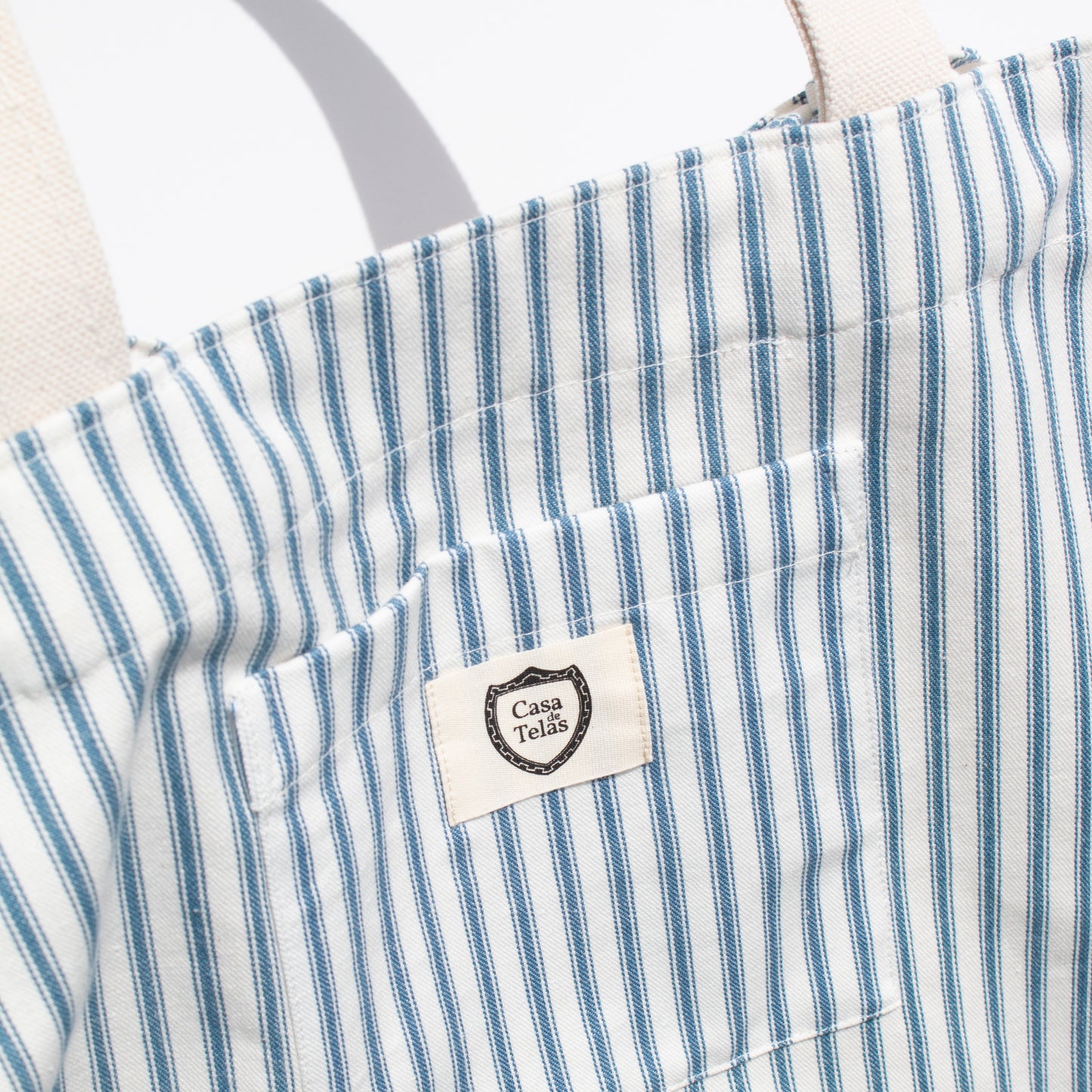 Blue Ticking Stripe Large Tie-On Liner - Knot Ties