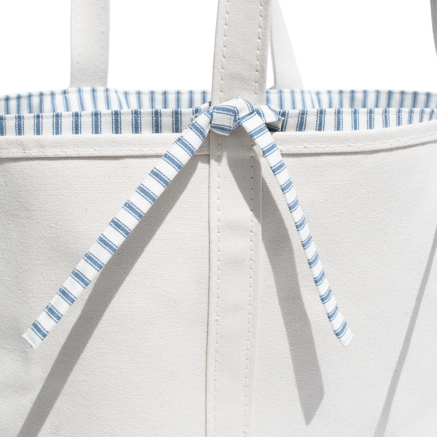 Blue Ticking Stripe Large Tie-On Liner - Knot Ties