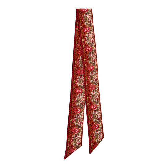 Red Vintage Block Printed Souleiado Twilly Scarf