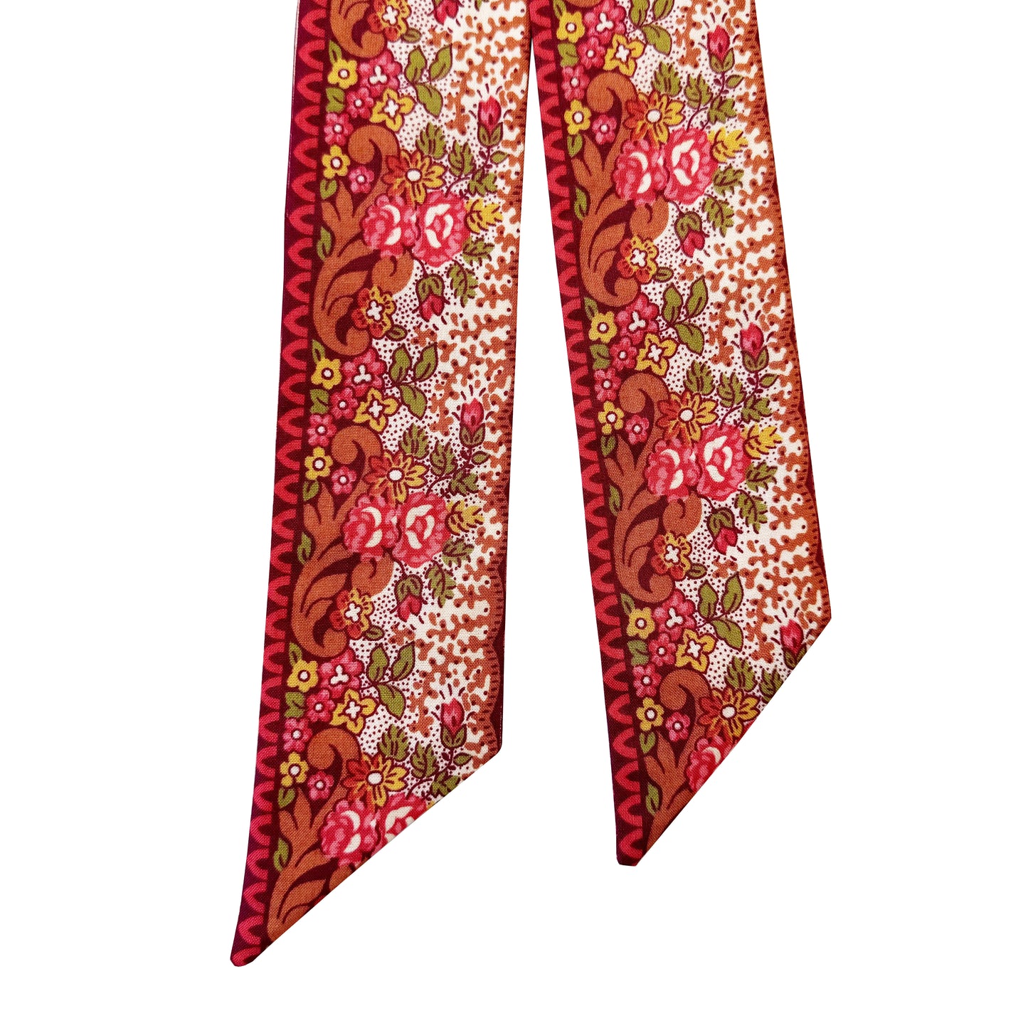 Red Vintage Block Printed Souleiado Twilly Scarf