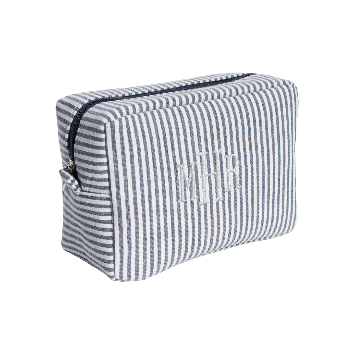 Blue Seersucker Monogrammed Toiletry Bag